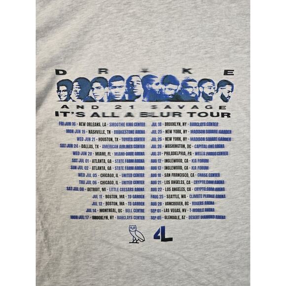 Drake & 21 Savage It's All A Blur Tour Shirt 2023 Men’s XL Rap Tee Hip Hop - Picture 7 of 8